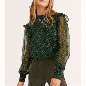 Free People Roma Mockneck Long Sleeves Blouse